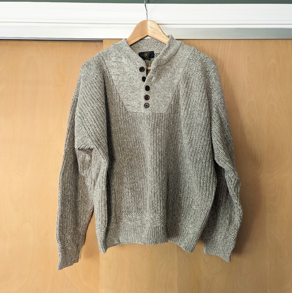 90s vintage cozy knit gray henley sweater